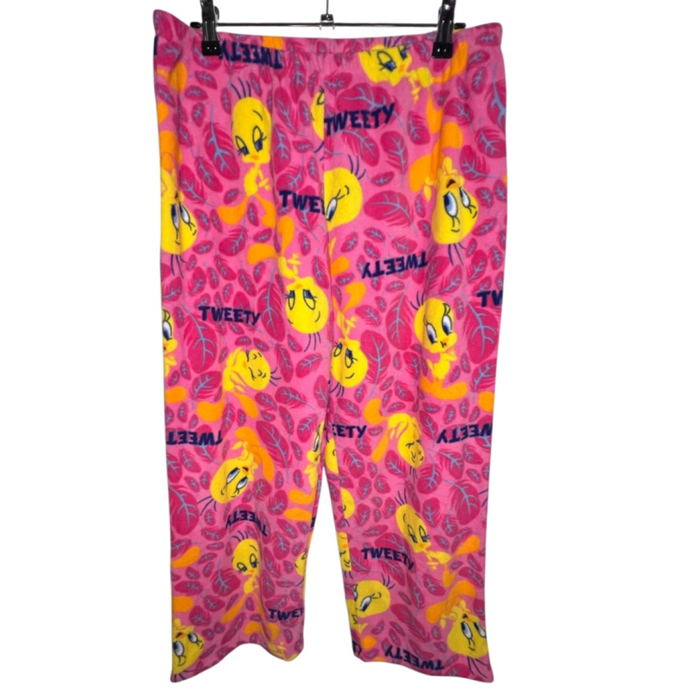 Looney Tunes Tweety Bird Pink Allover Print Stretchy Soft Pajama Lounge Pants